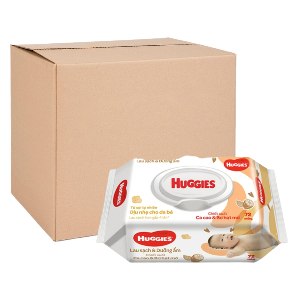 Thùng 12 khăn ướt Huggies Nourishing Clean hương dịu nhẹ